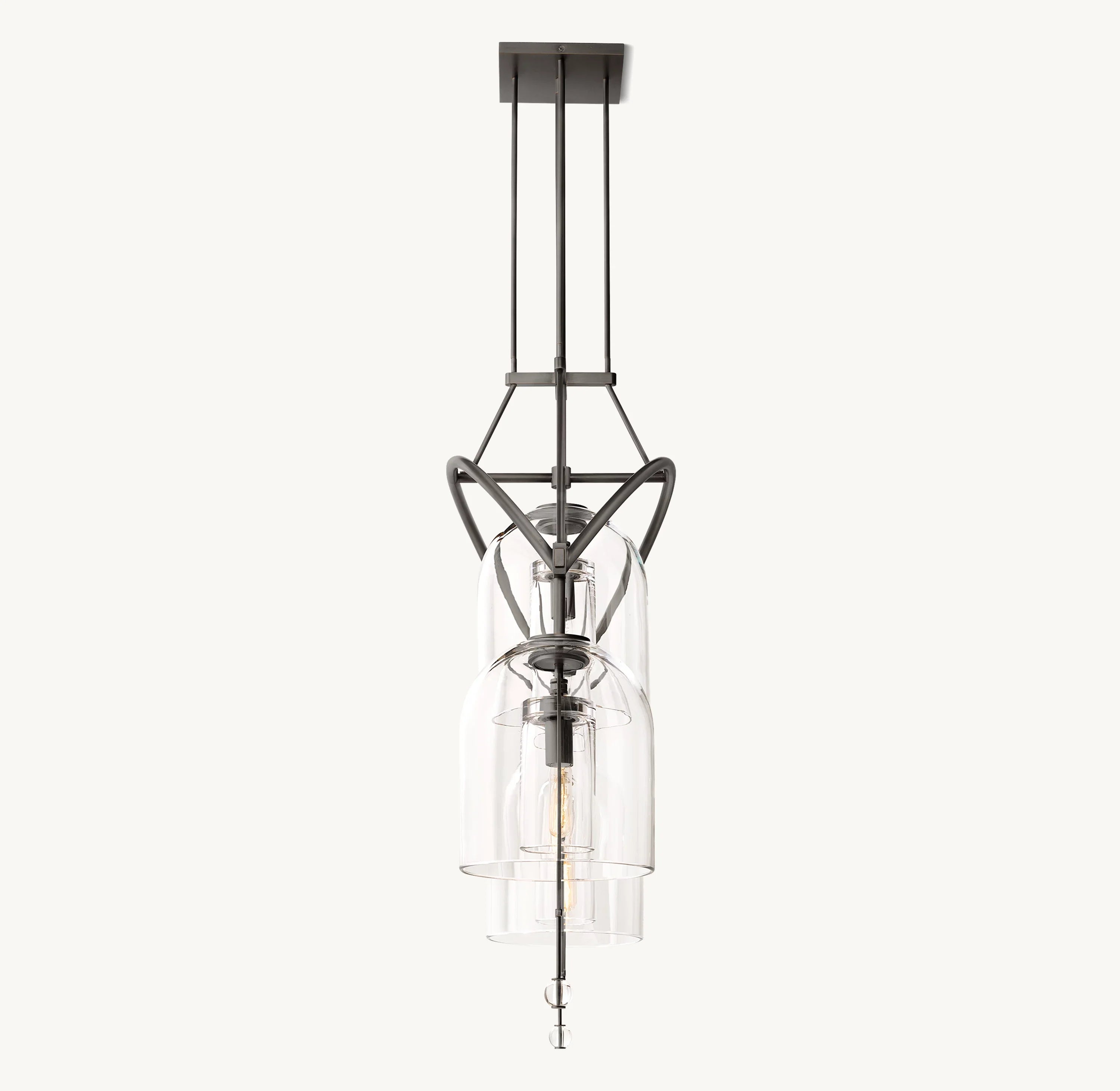 48 Inch Bell Glass Linear Chandelier - Fulcrum