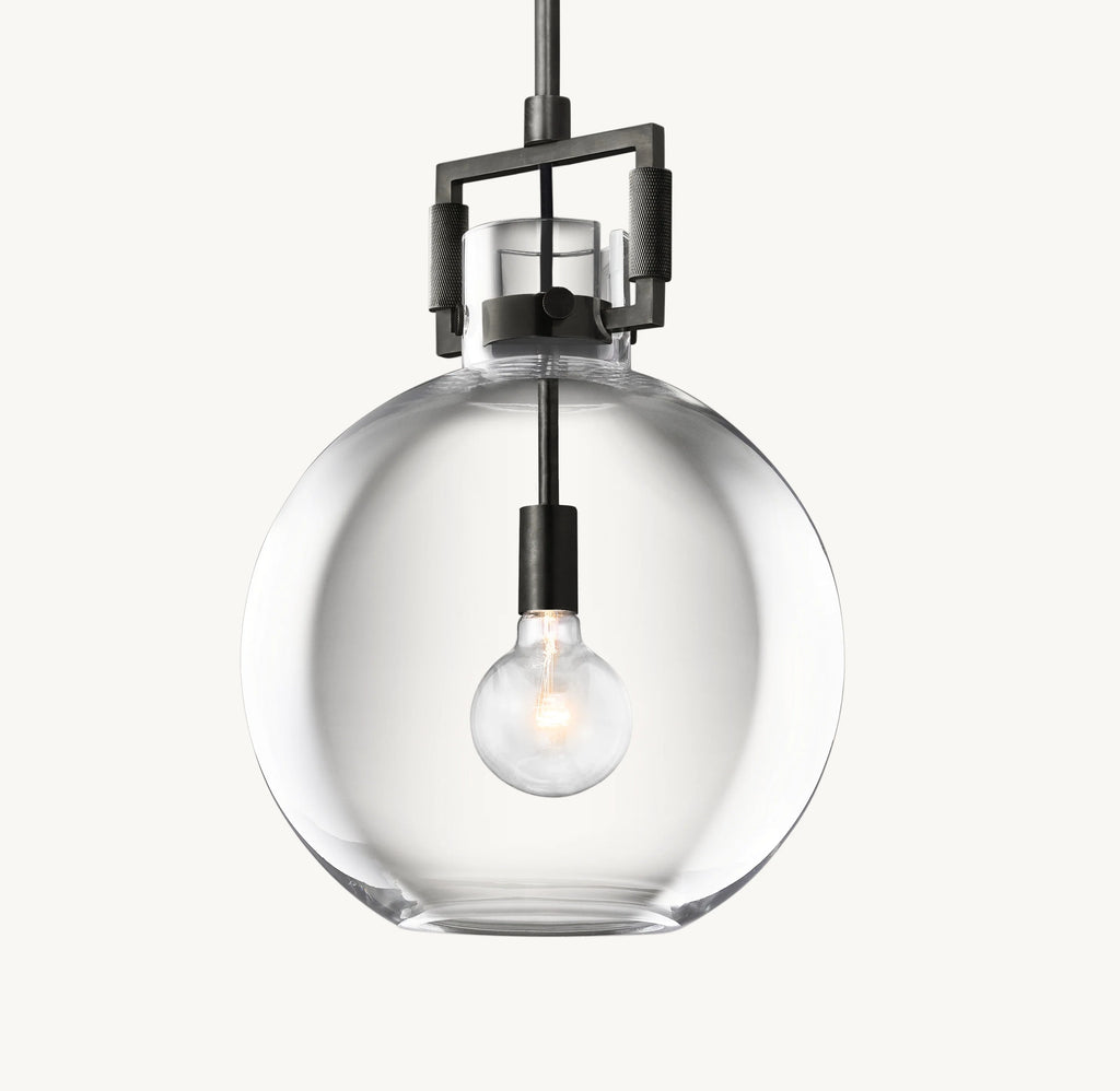 18 Inch Clear Glass Globe Pendant Light - Machinist