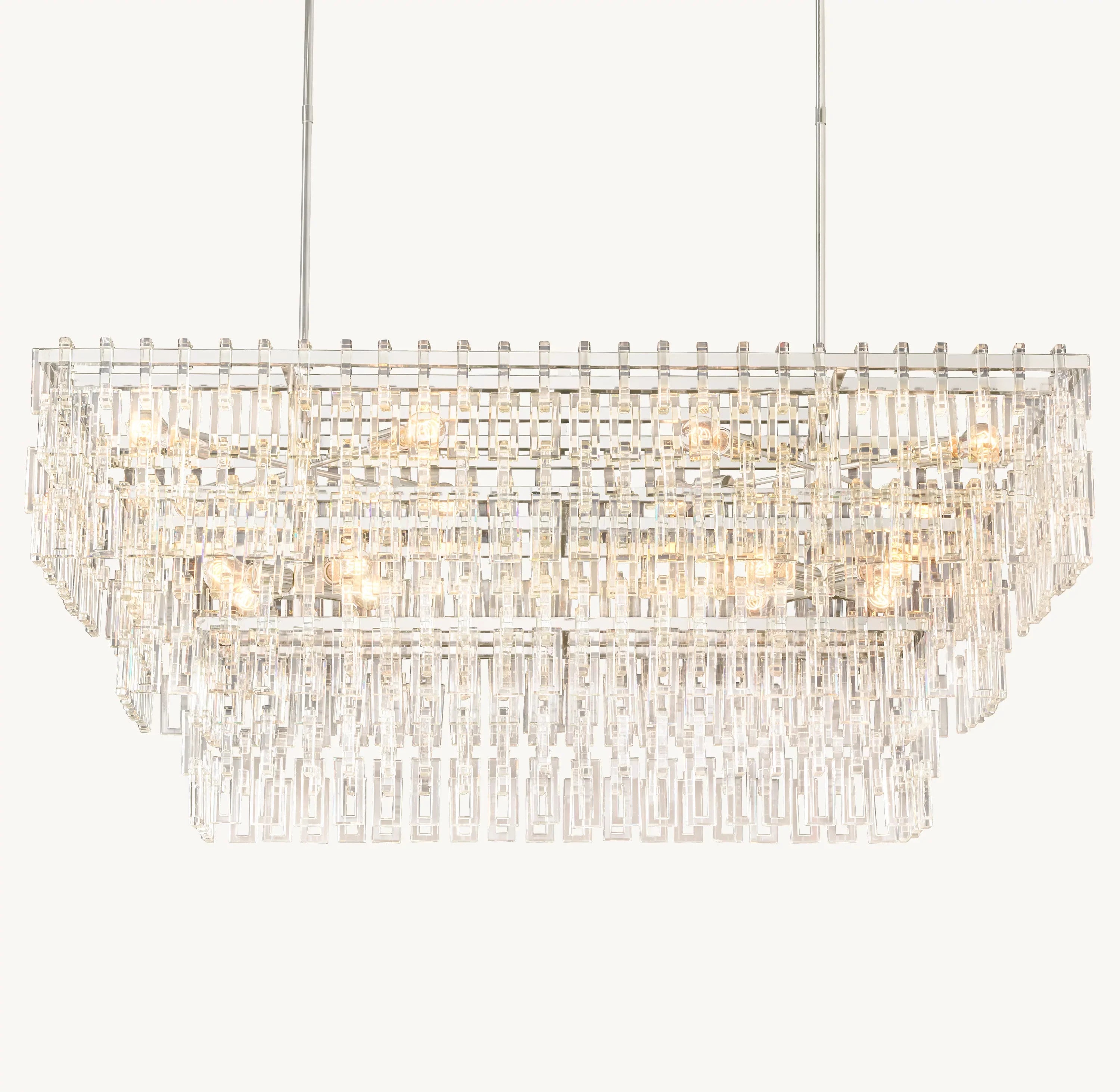 62 Inch Chain Crystal Tiered Rectangular Chandelier - Marignan