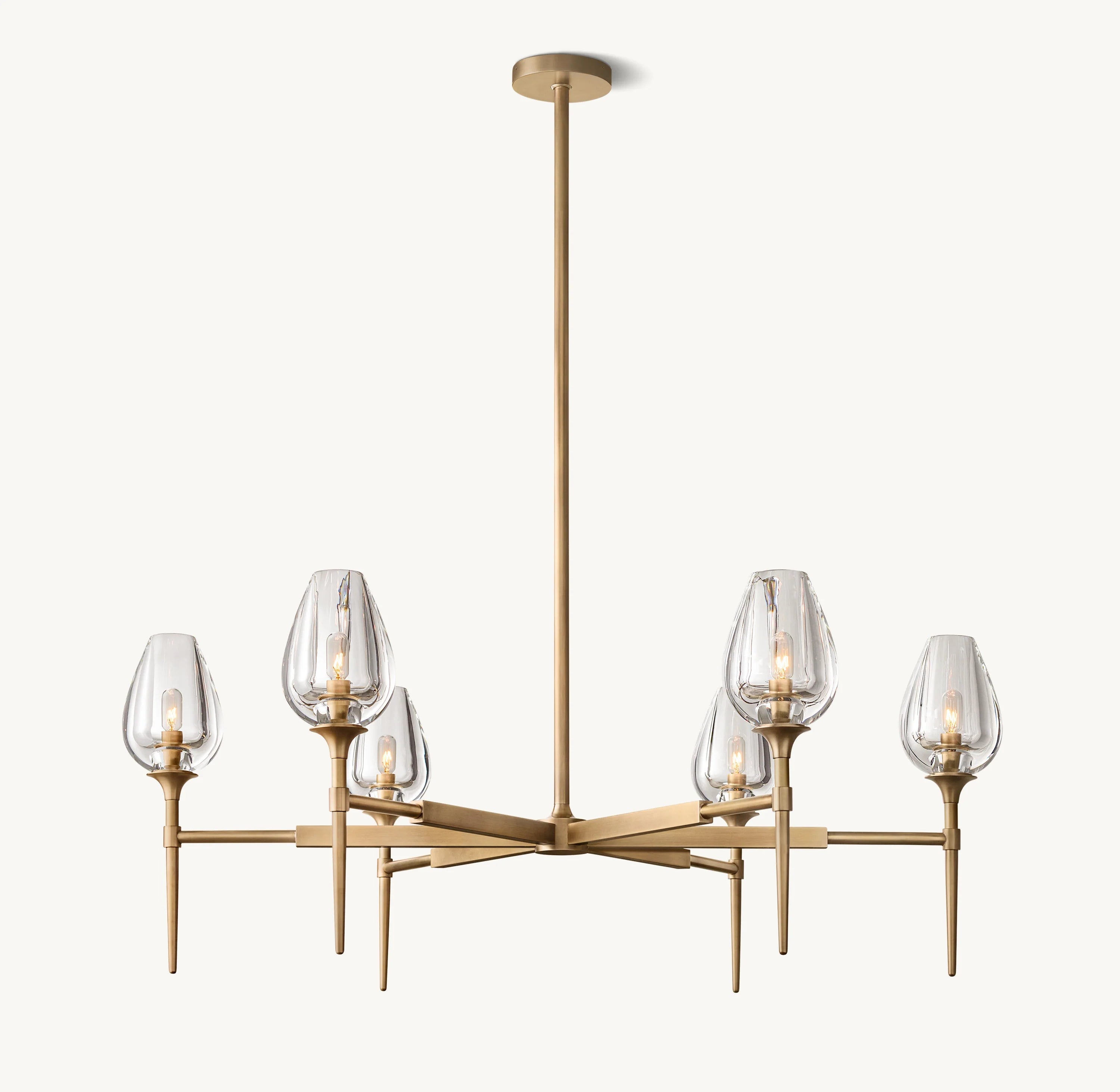 42 Inch Torchiere Crystal Arm Chandelier - Tulip