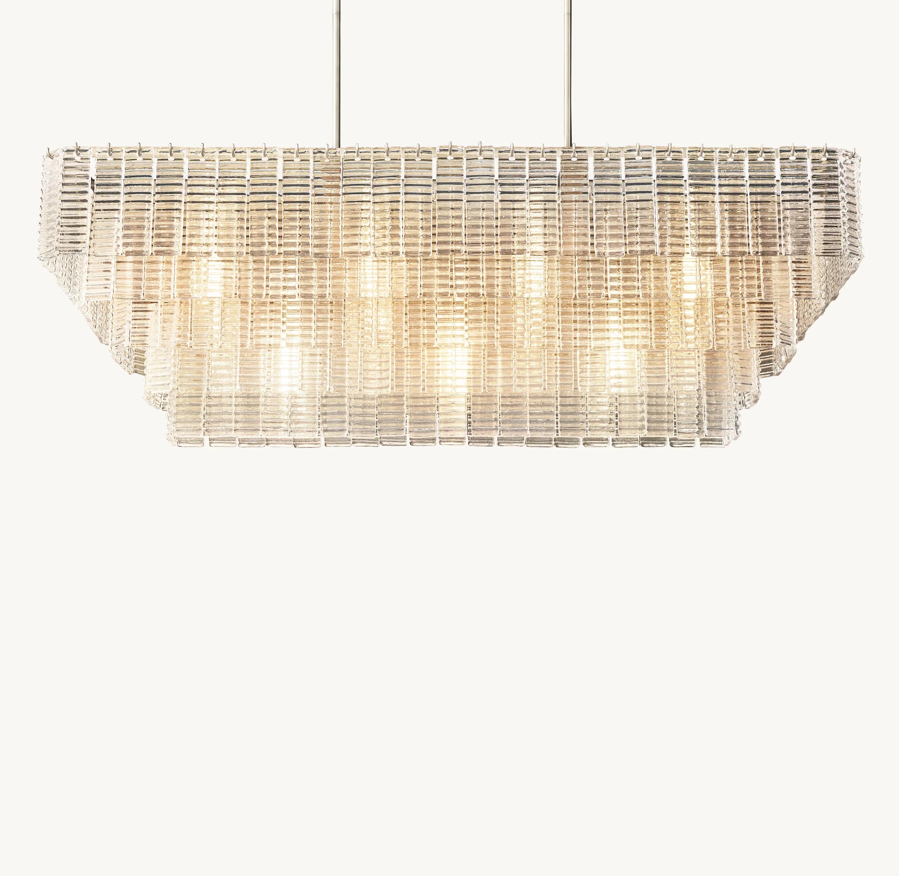 59 Inch Ribbed Clear Glass Rectangular Chandelier - Sirene