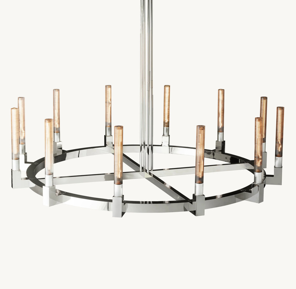 60 Inch Fluted-Glass Candlestick Round Chandelier - Cannele