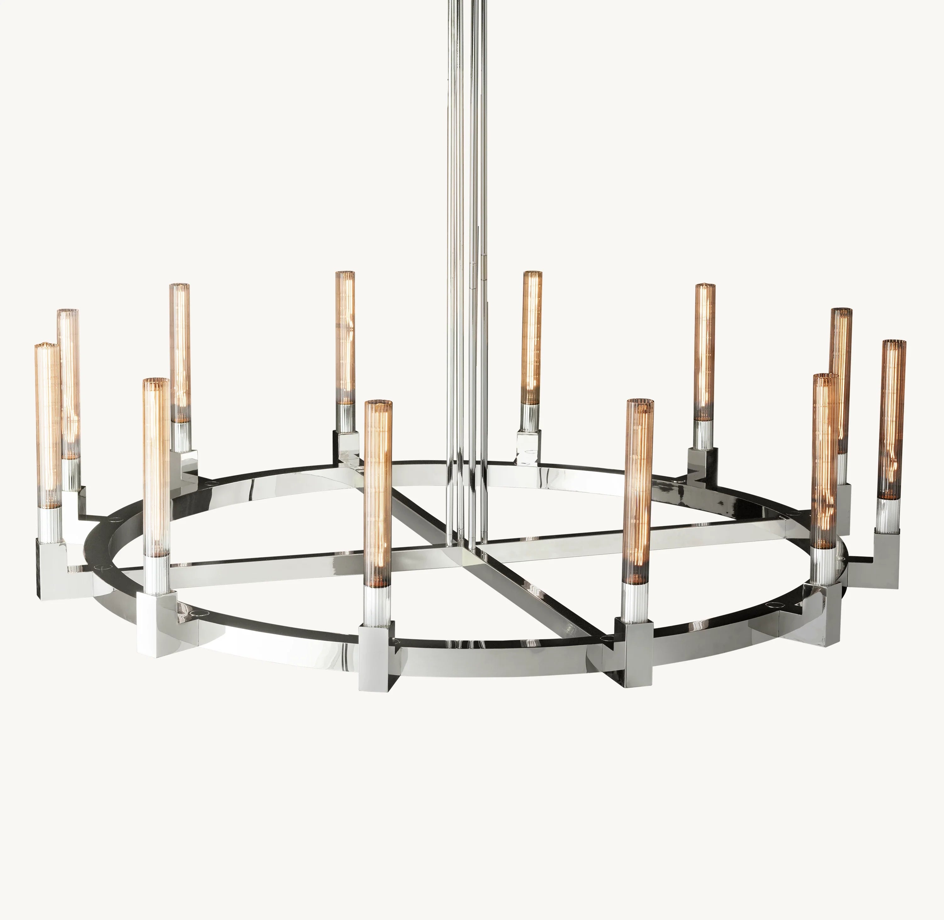 60 Inch Fluted-Glass Candlestick Round Chandelier - Cannele