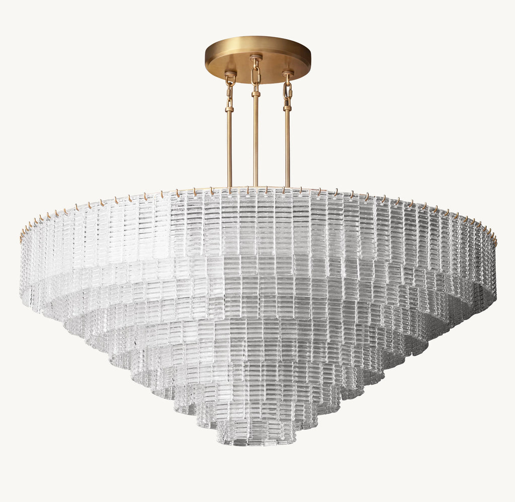 65 Inch Ribbed Clear Glass Tiered Chandelier - Sirene
