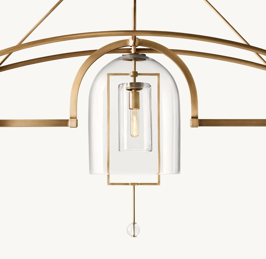61 Inch Bell Glass Linear Chandelier - Fulcrum