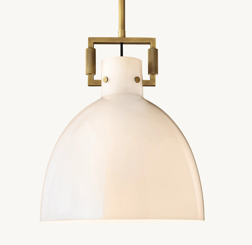 14 Inch Milk Glass Dome Pendant Light - Machinist