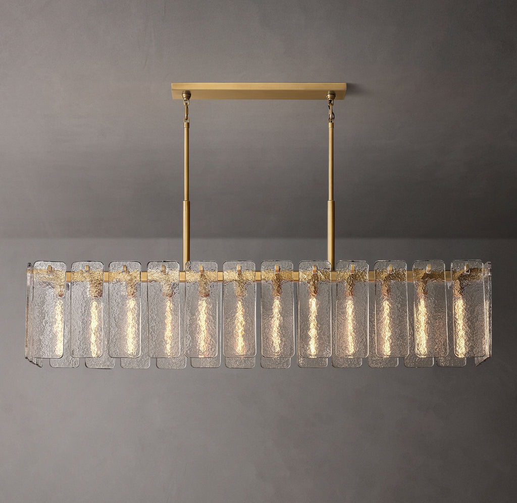 72 Inch Textured Glass Rectangular Chandelier - Calamette