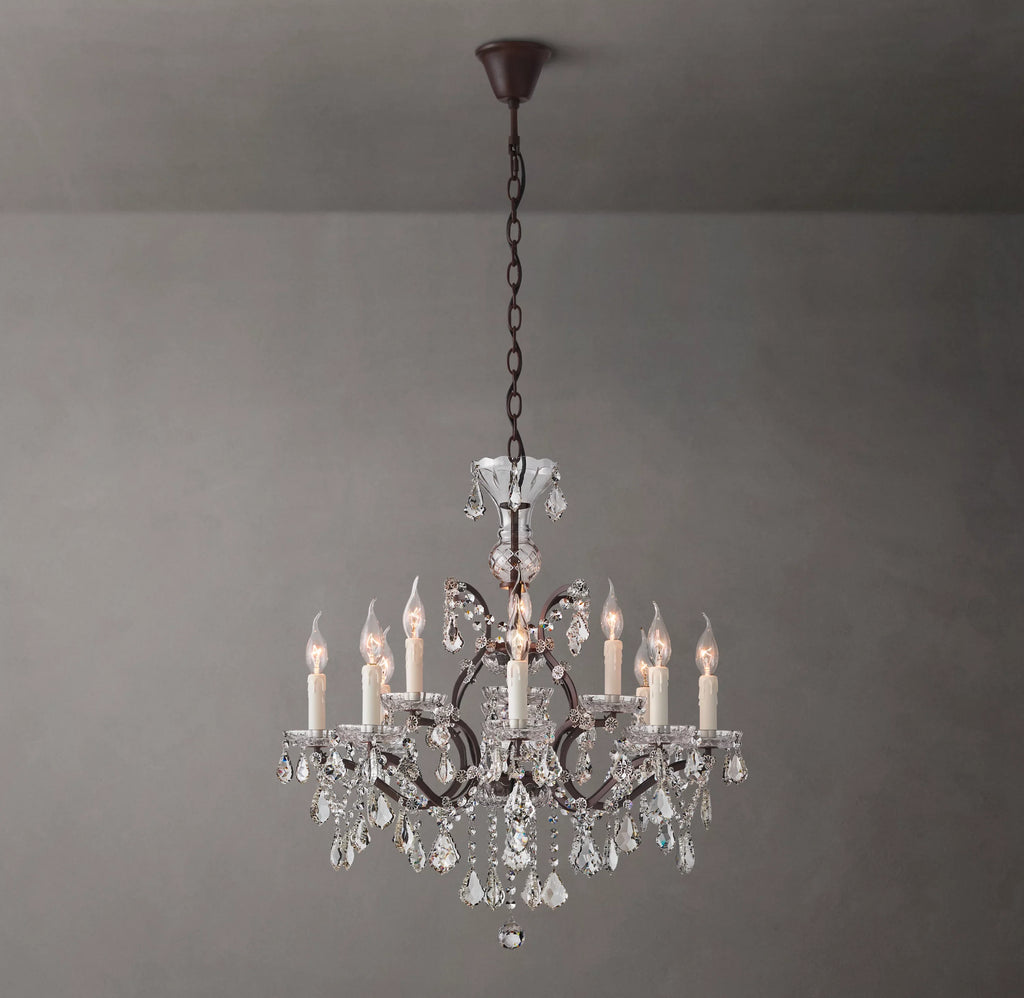 28 Inch Candelabra Crystal Chandelier - Rococo