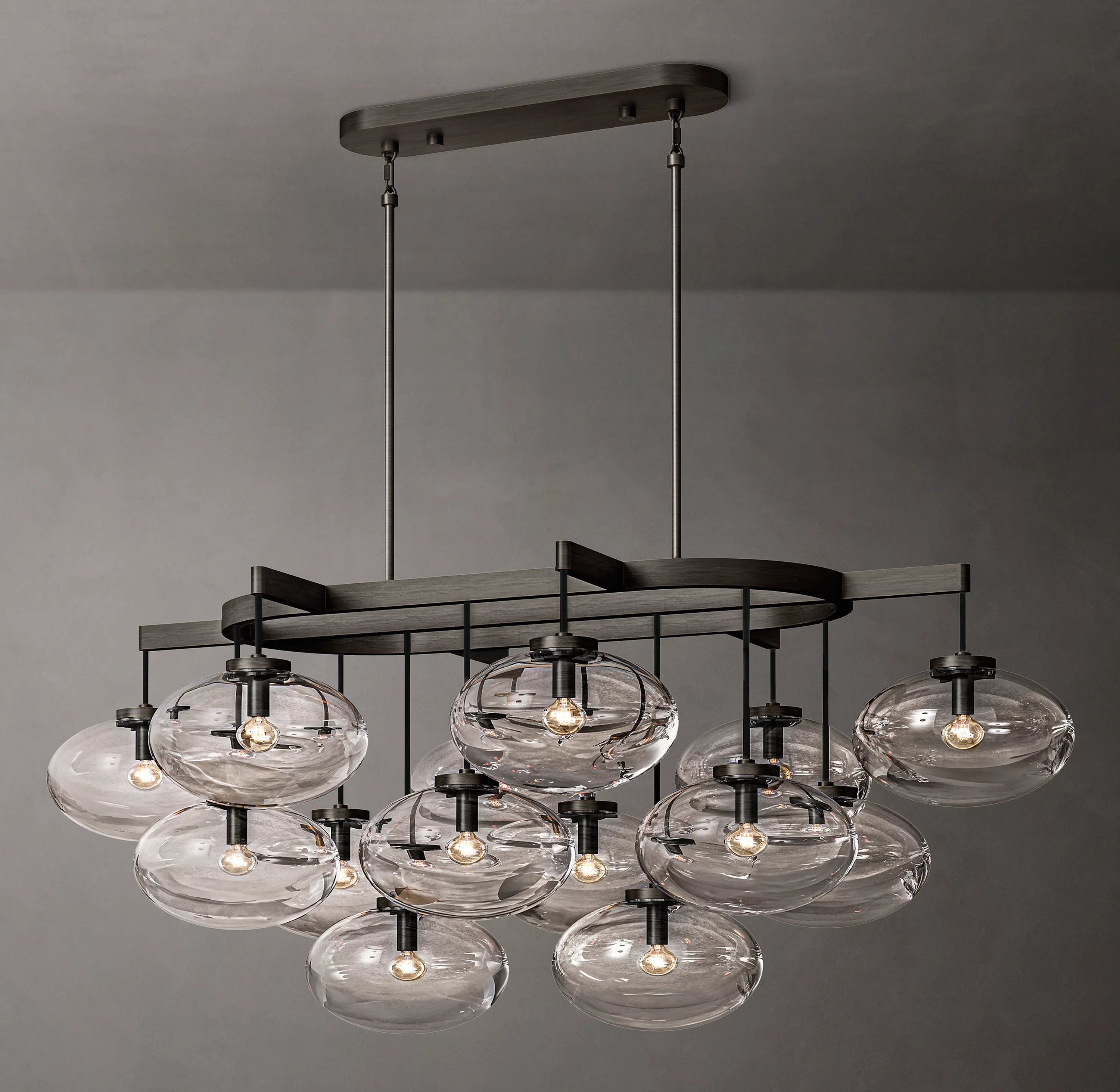 54 Inch Glass Bubble Oval Chandelier - Cabrette