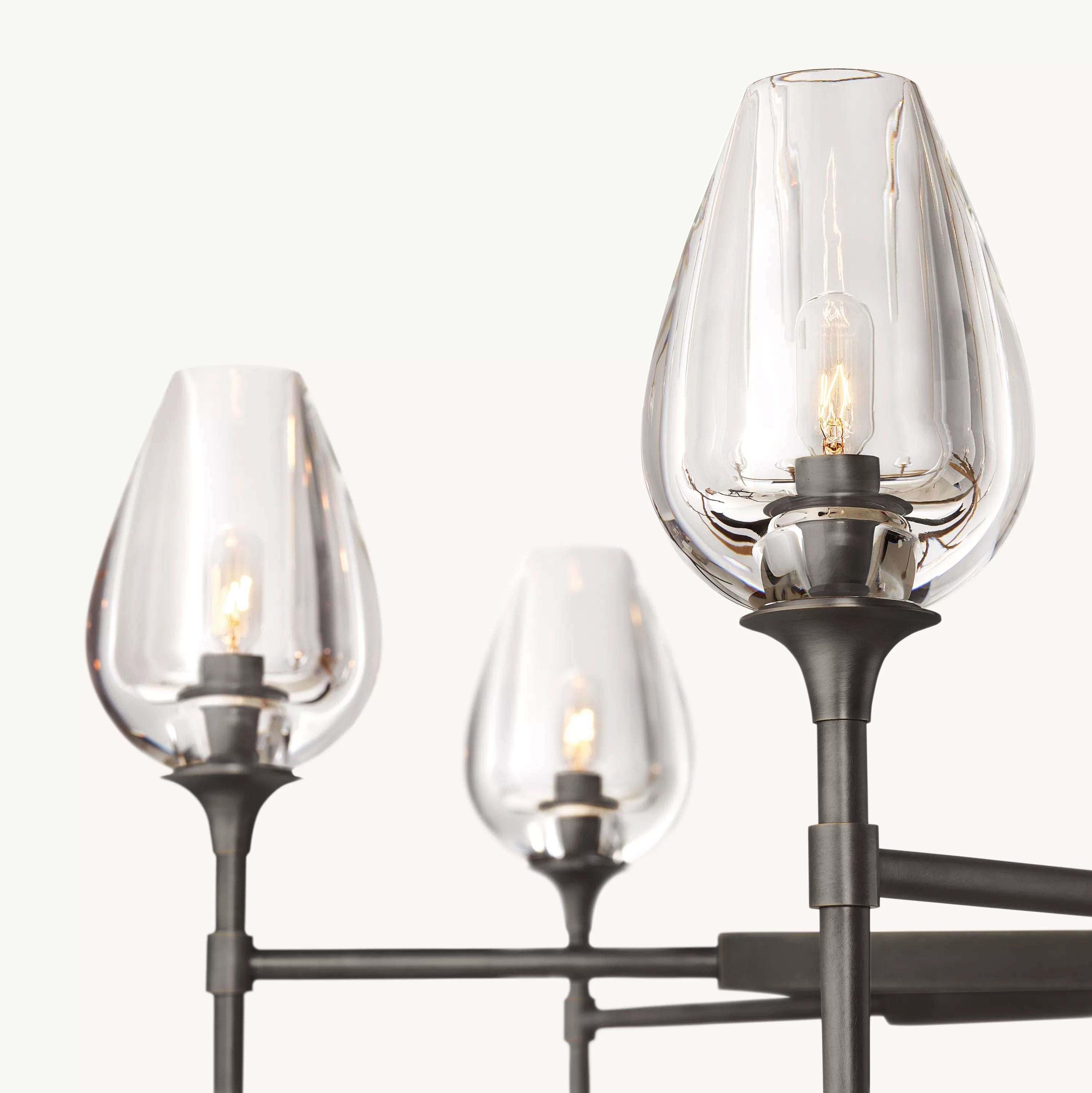 54 Inch Torchiere Crystal Arm Chandelier - Tulip