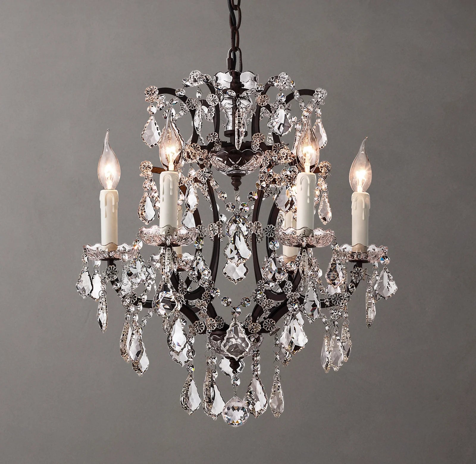 18 Inch Candelabra Crystal Chandelier - Rococo