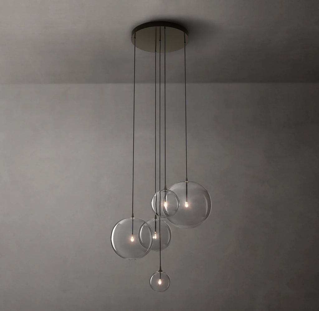28 Inch Blown Glass Globe Cluster Chandelier - Mobile