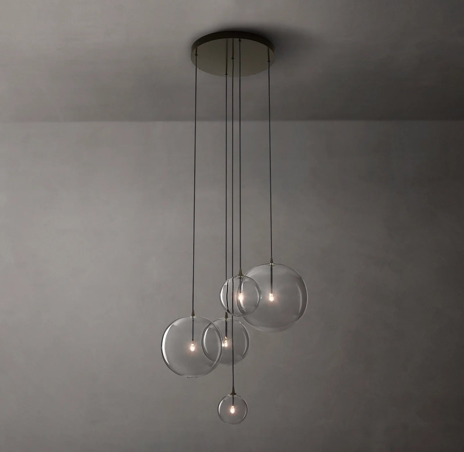 28 Inch Blown Glass Globe Cluster Chandelier - Mobile