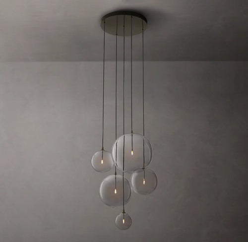 28 Inch Blown Glass Globe Cluster Chandelier - Mobile