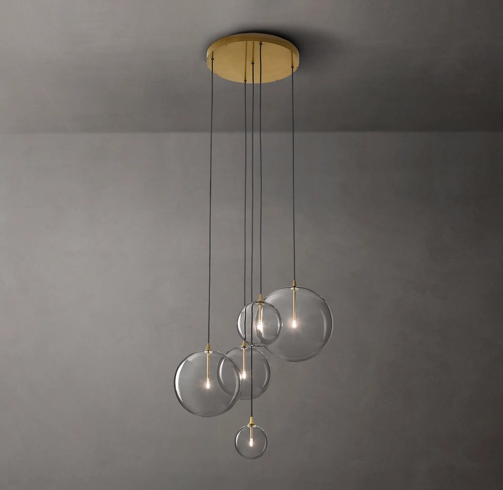 28 Inch Blown Glass Globe Cluster Chandelier - Mobile