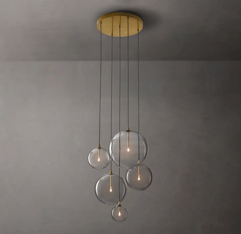 28 Inch Blown Glass Globe Cluster Chandelier - Mobile