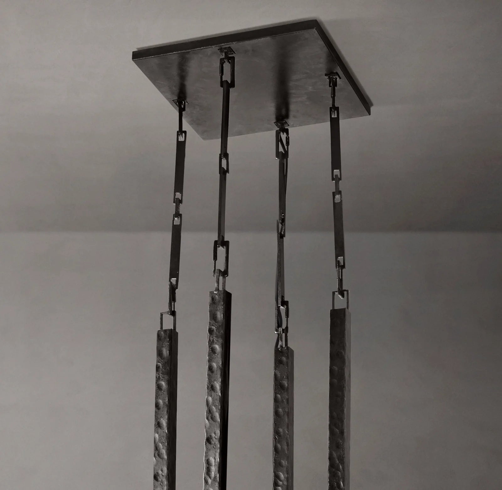 36 Inch Hammered Metal Arm Shaded Chandelier – Wright