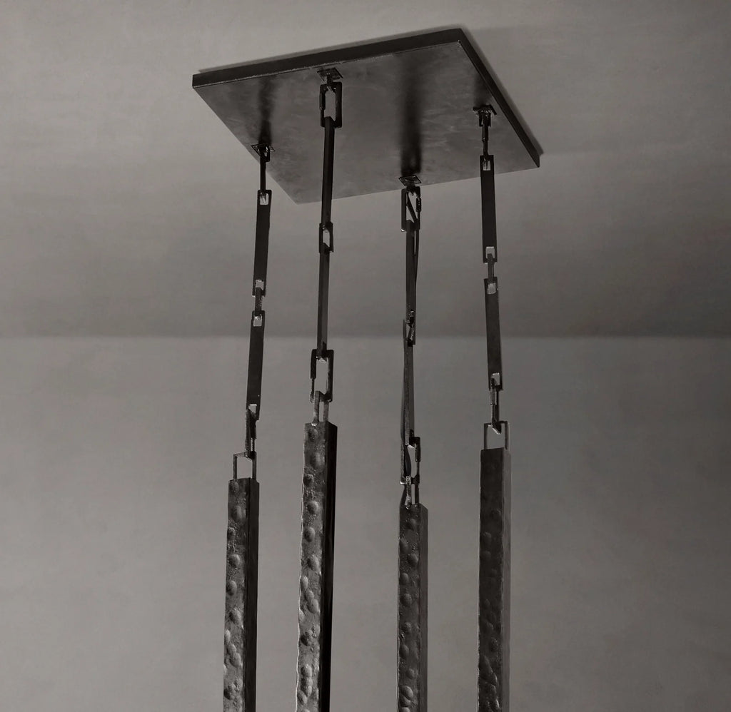 60 Inch Hammered Metal Arm Shaded Chandelier – Wright
