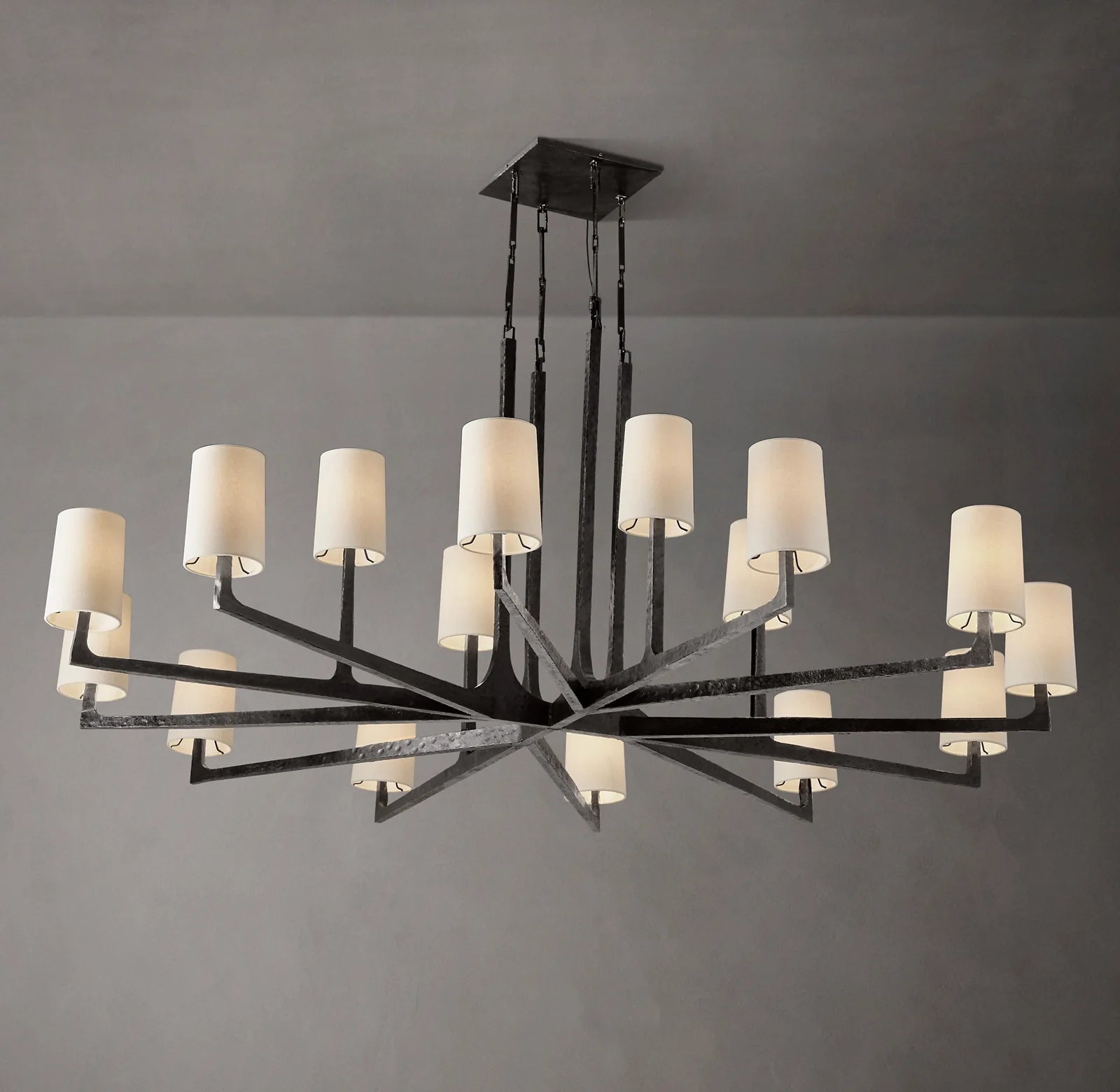 60 Inch Hammered Metal Arm Shaded Chandelier – Wright