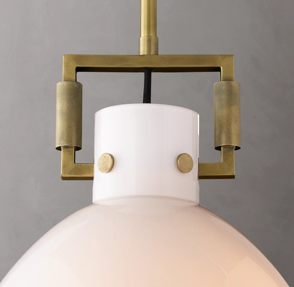 18 Inch Milk Glass Dome Pendant Light - Machinist