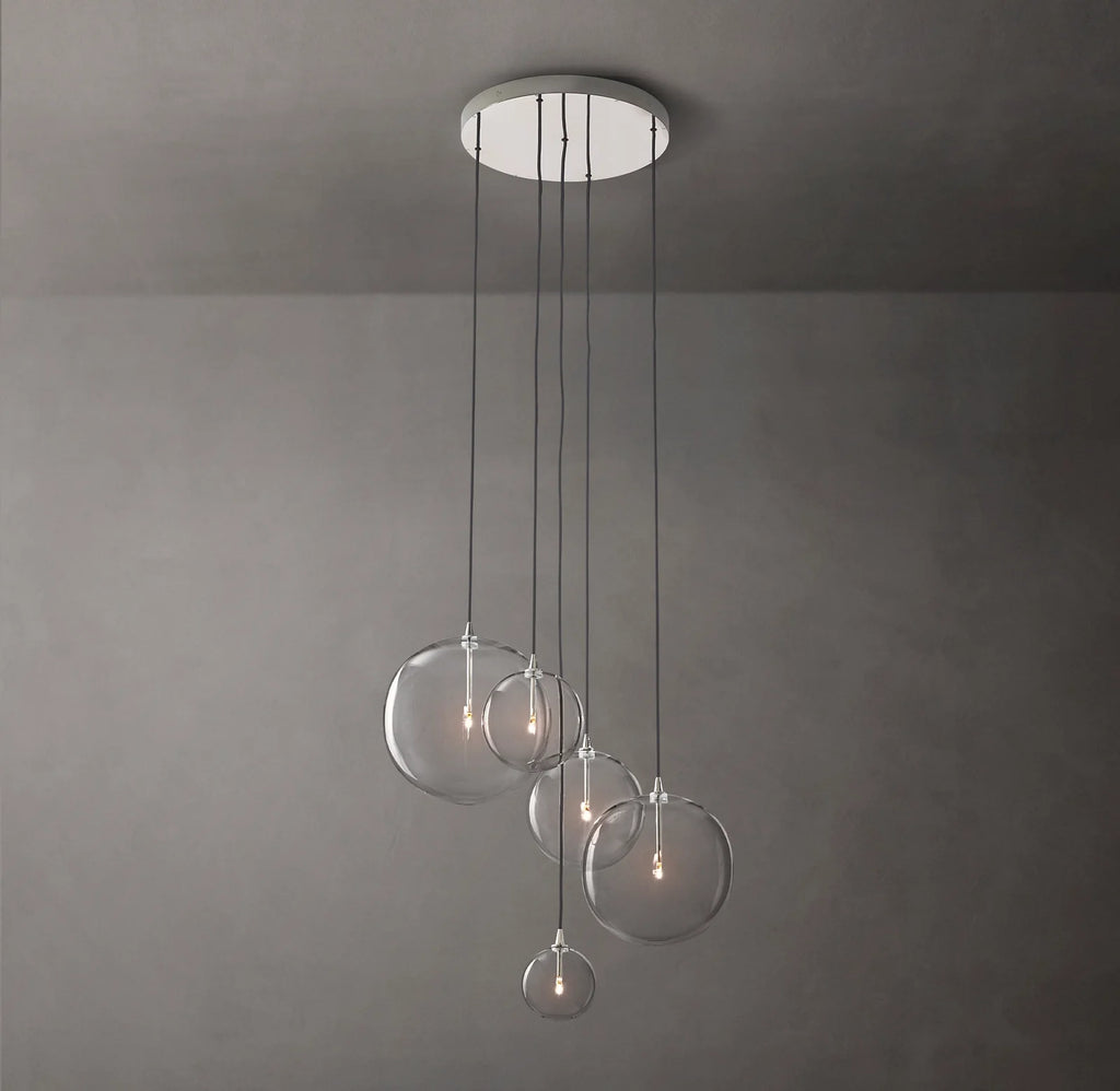 28 Inch Blown Glass Globe Cluster Chandelier - Mobile