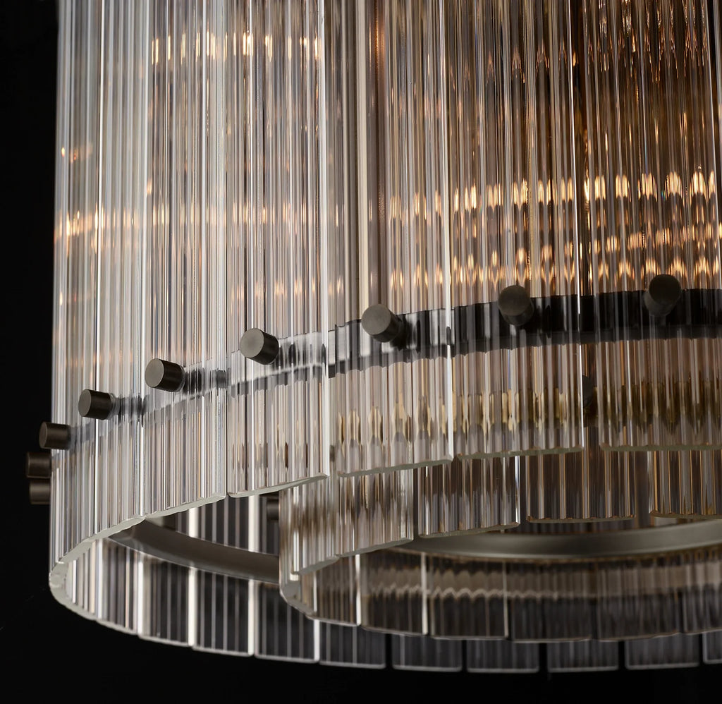 22 Inch Ribbed Glass Round Chandelier - San Marco