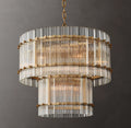 22 Inch Ribbed Glass Two-Tier Chandelier - San Marco