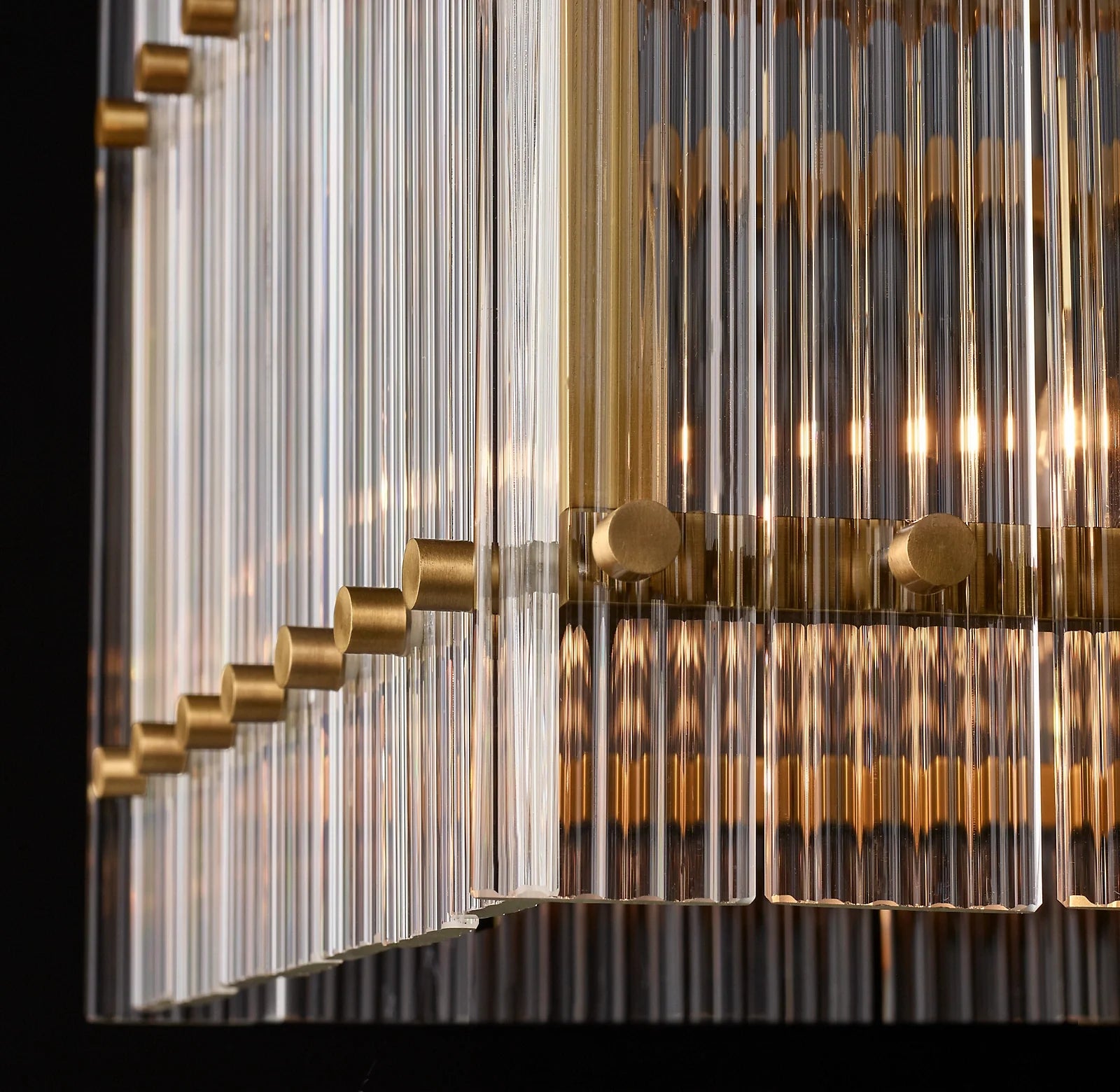 54 Inch Ribbed Glass Rectangular Chandelier - San Marco