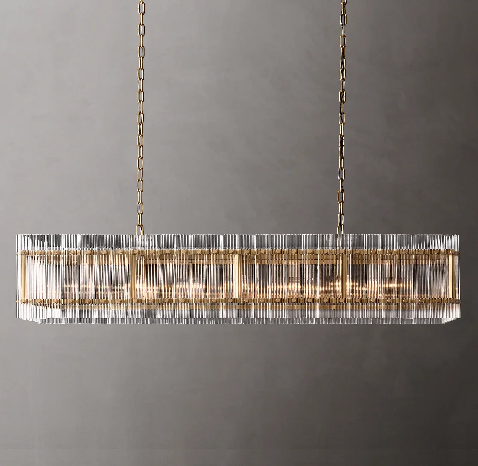 54 Inch Ribbed Glass Rectangular Chandelier - San Marco