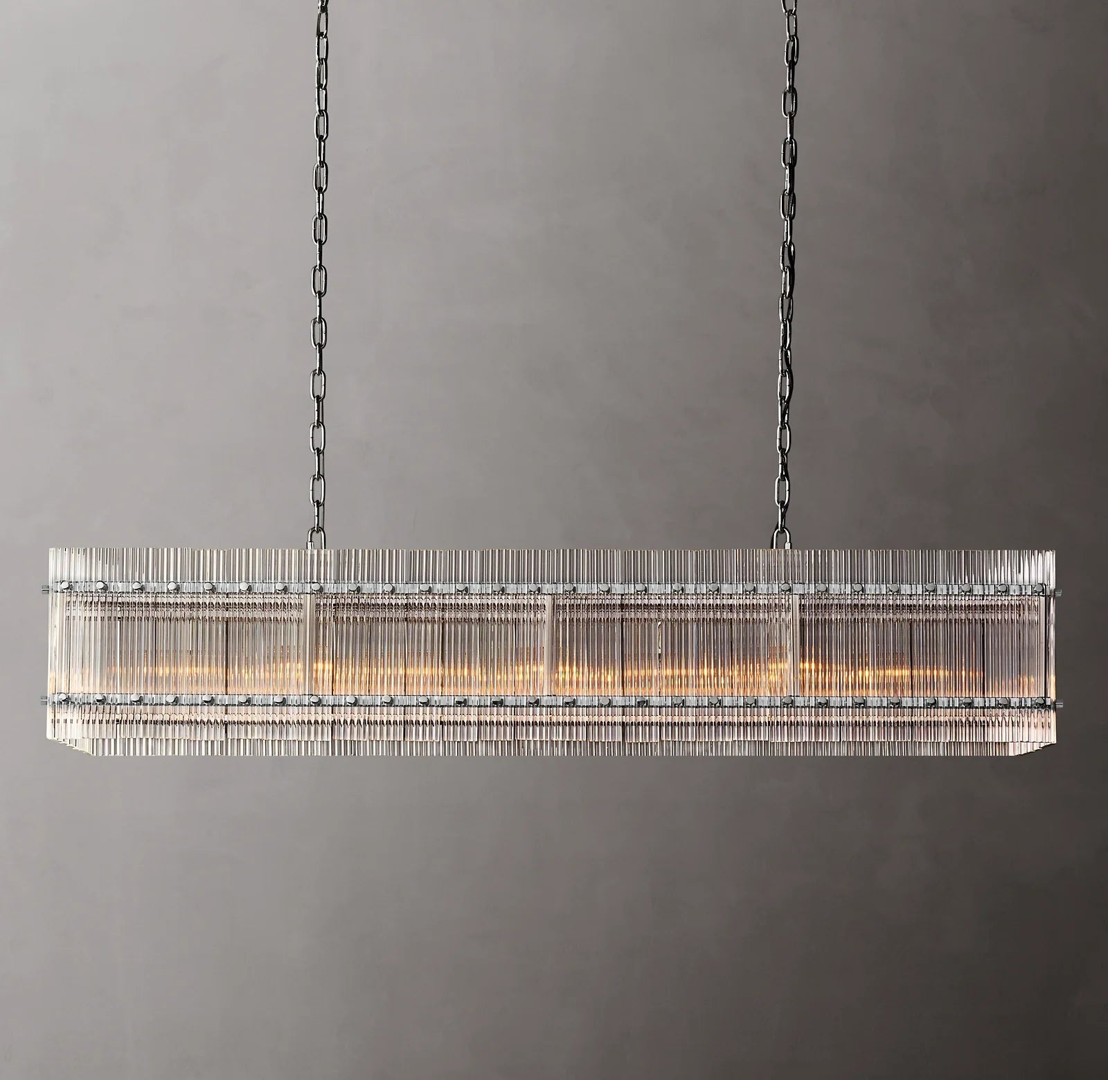 54 Inch Ribbed Glass Rectangular Chandelier - San Marco