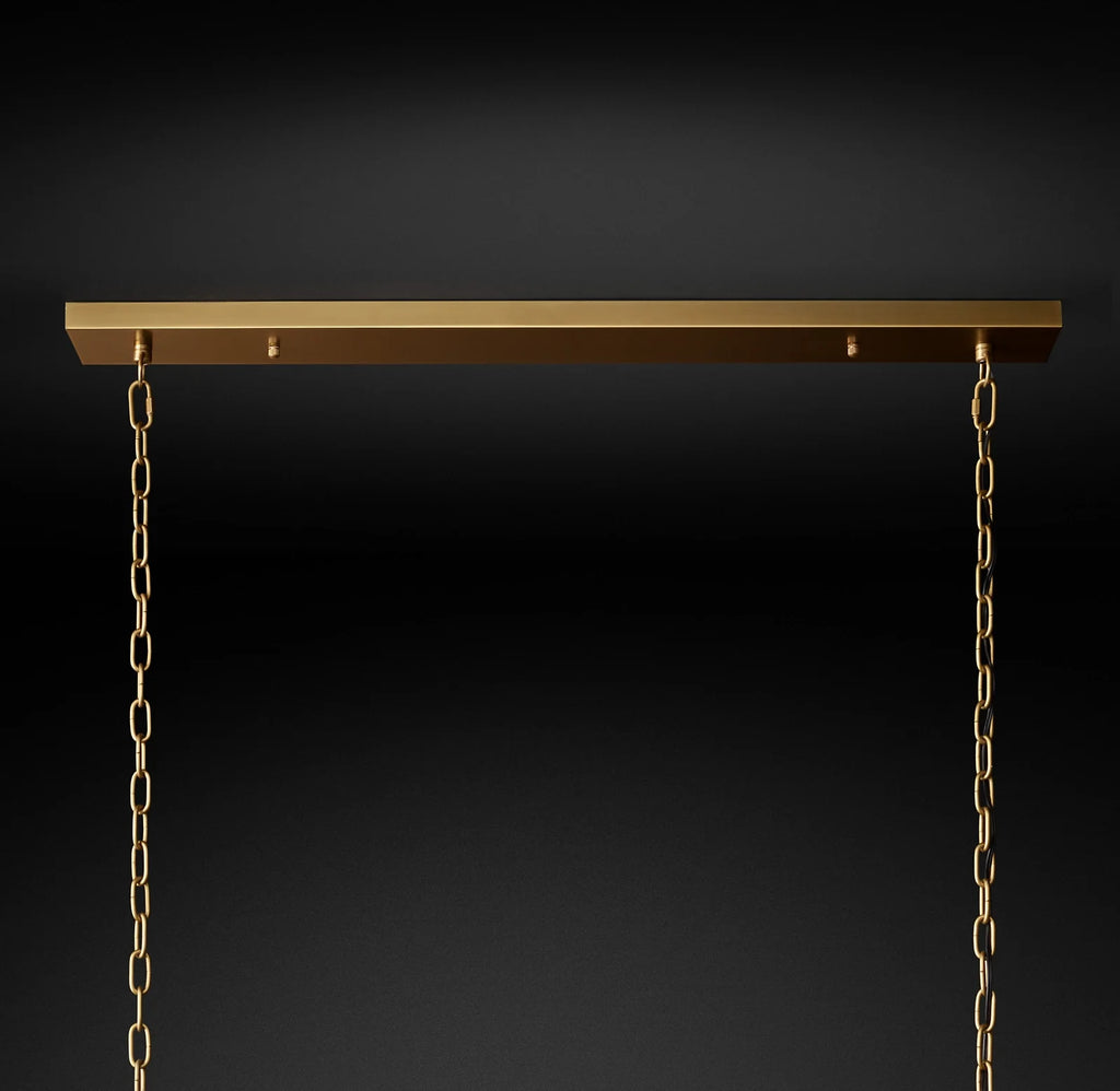 54 Inch Ribbed Glass Rectangular Chandelier - San Marco