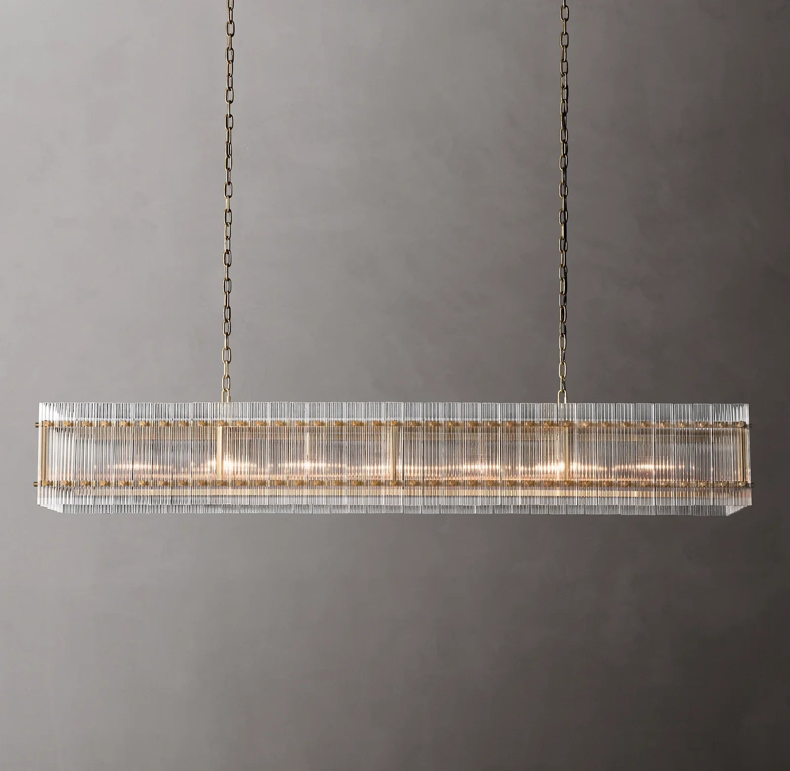 72 Inch Ribbed Glass Rectangular Chandelier - San Marco