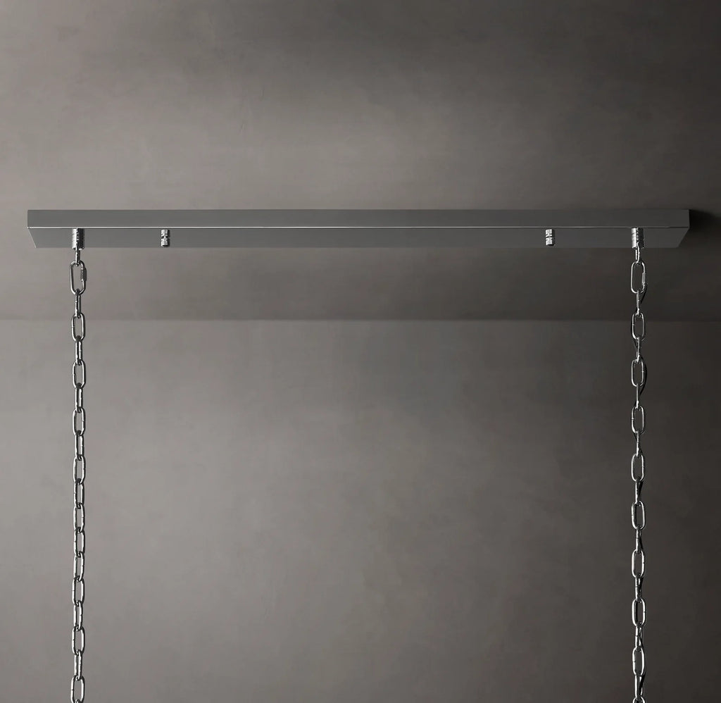 72 Inch Ribbed Glass Rectangular Chandelier - San Marco