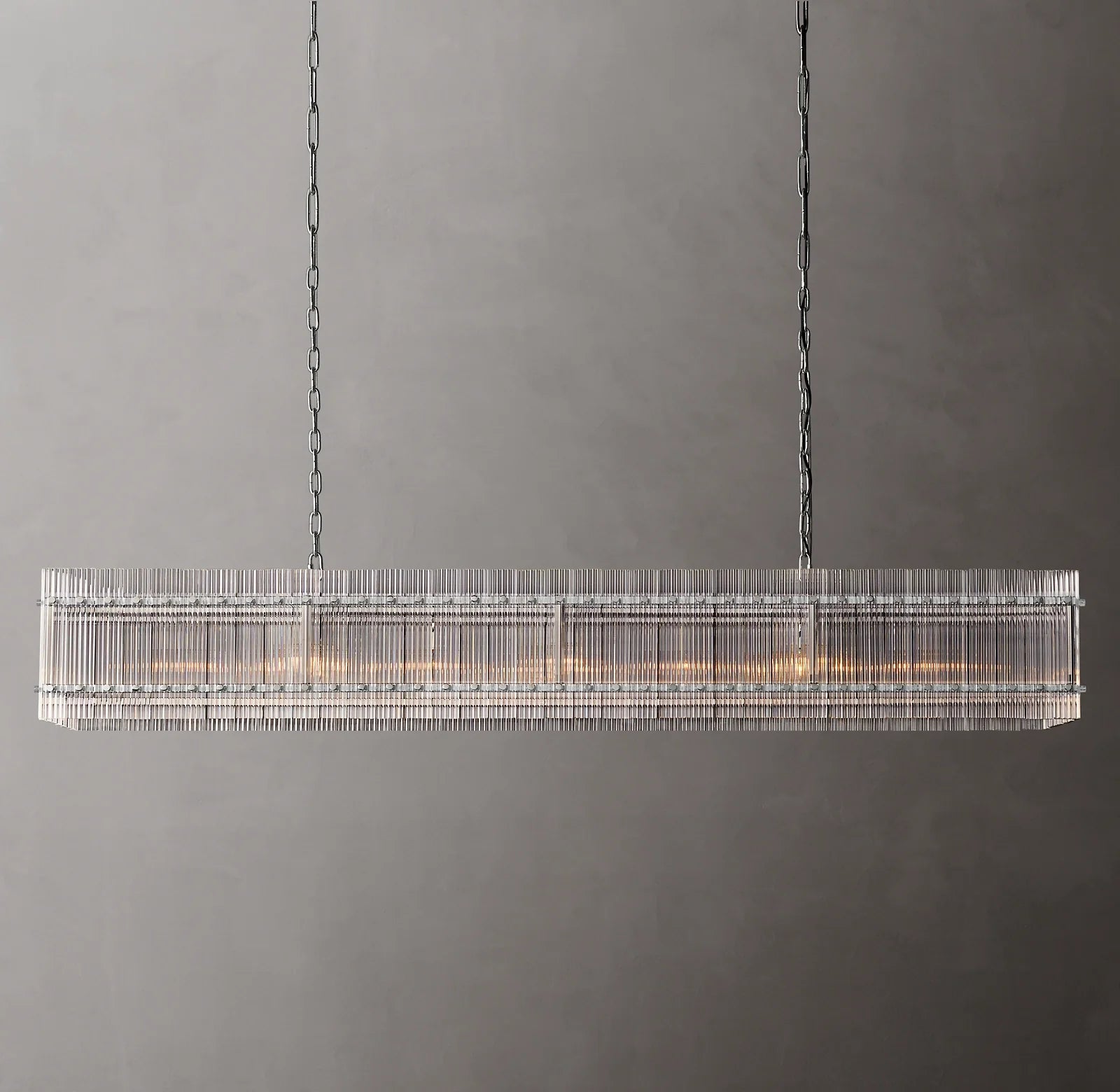 72 Inch Ribbed Glass Rectangular Chandelier - San Marco