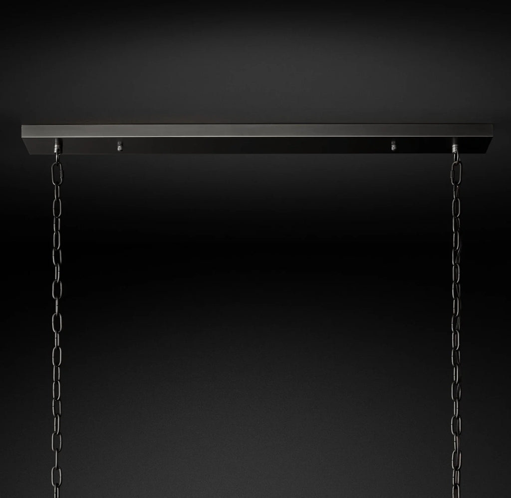 54 Inch Ribbed Glass Rectangular Chandelier - San Marco