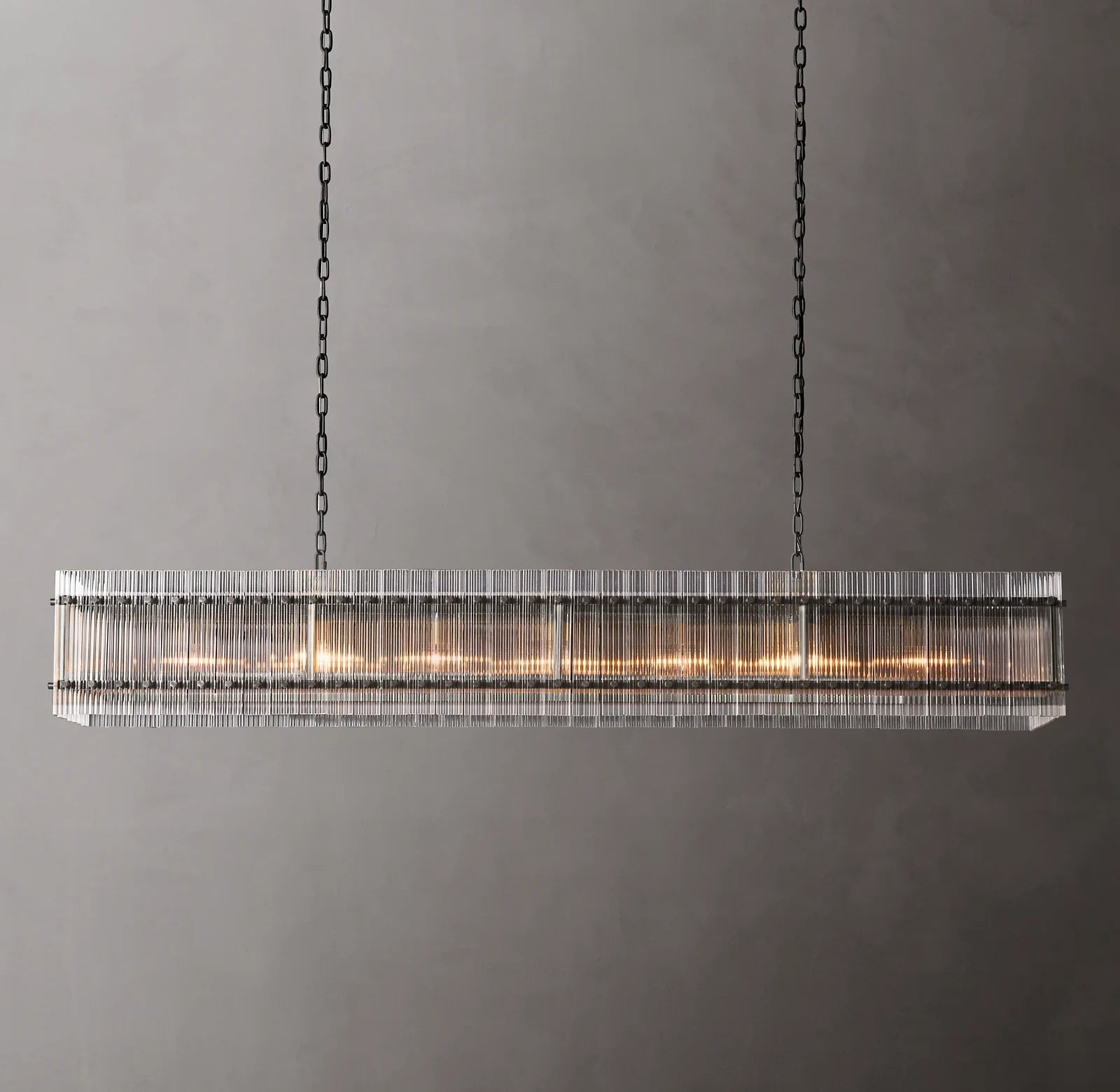 72 Inch Ribbed Glass Rectangular Chandelier - San Marco
