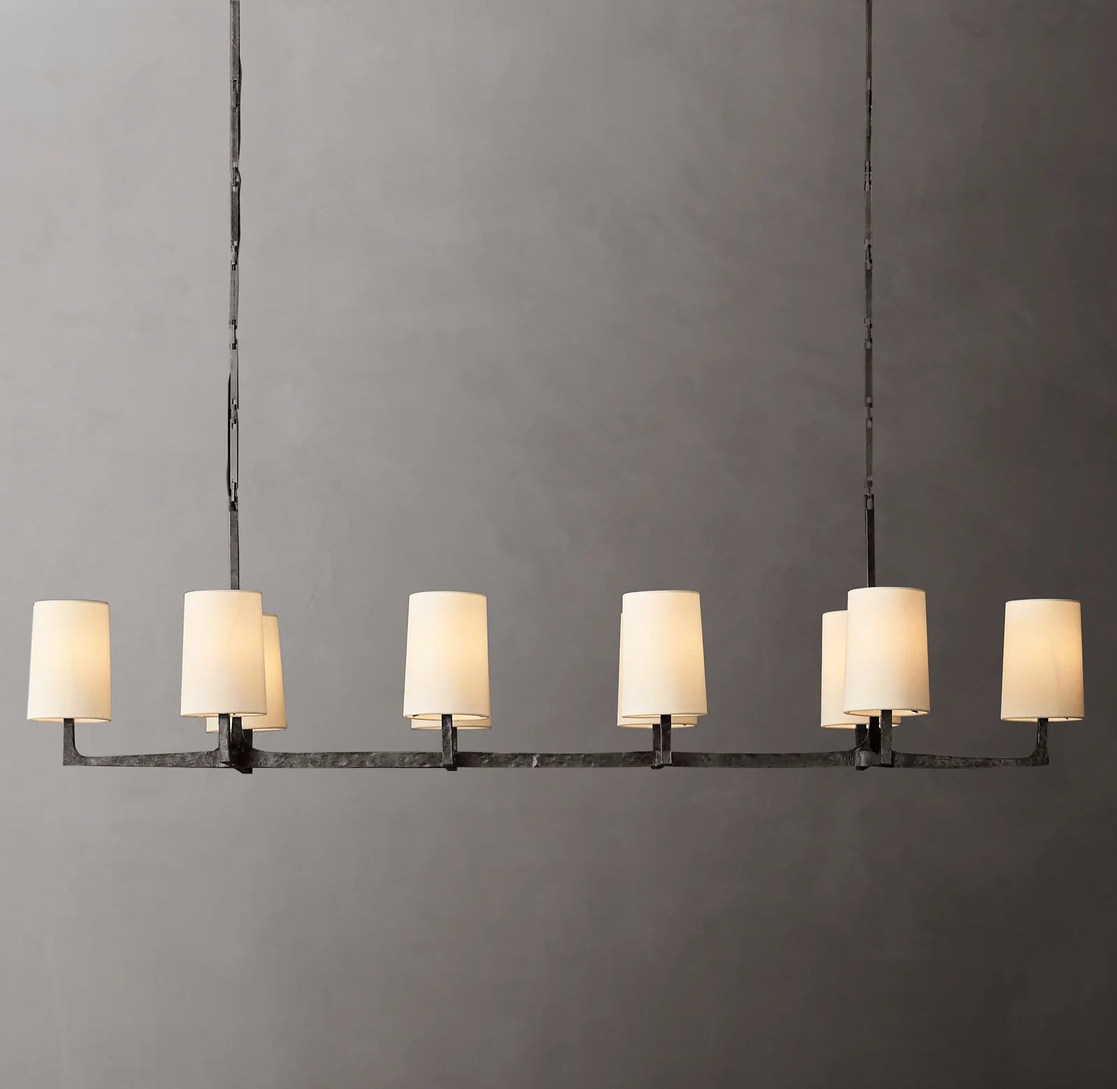 72 Inch Shaded Hammered Metal Linear Chandelier – Wright