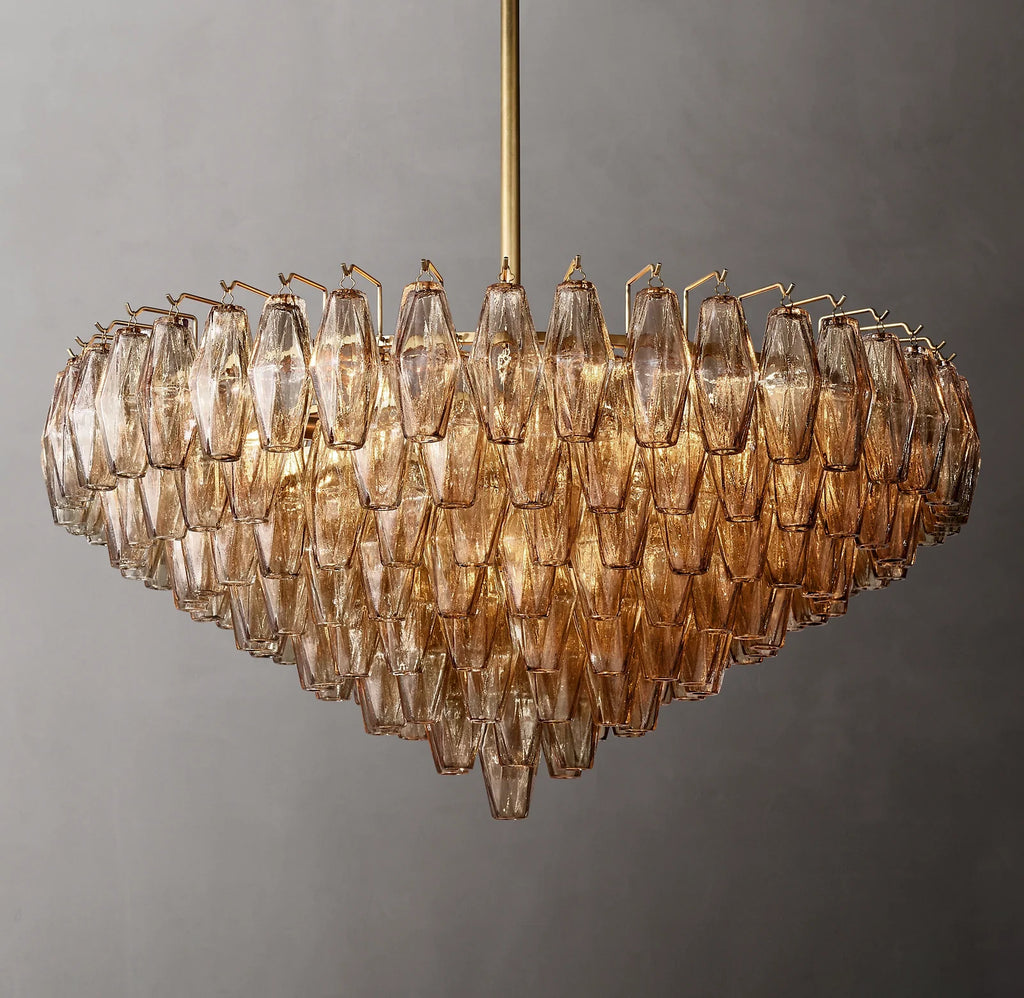 36 Inch Smoked Murano Glass Tiered Chandelier - Chiara
