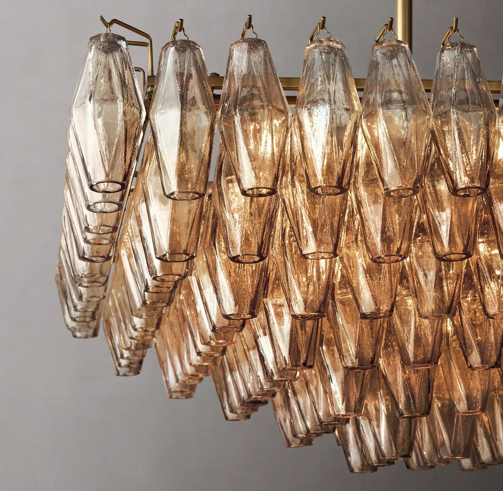 54 Inch Smoked Murano Glass Tiered Rectangular Chandelier - Chiara