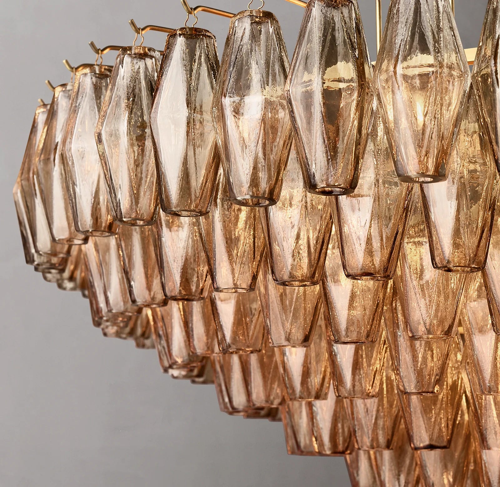 36 Inch Smoked Murano Glass Tiered Chandelier - Chiara