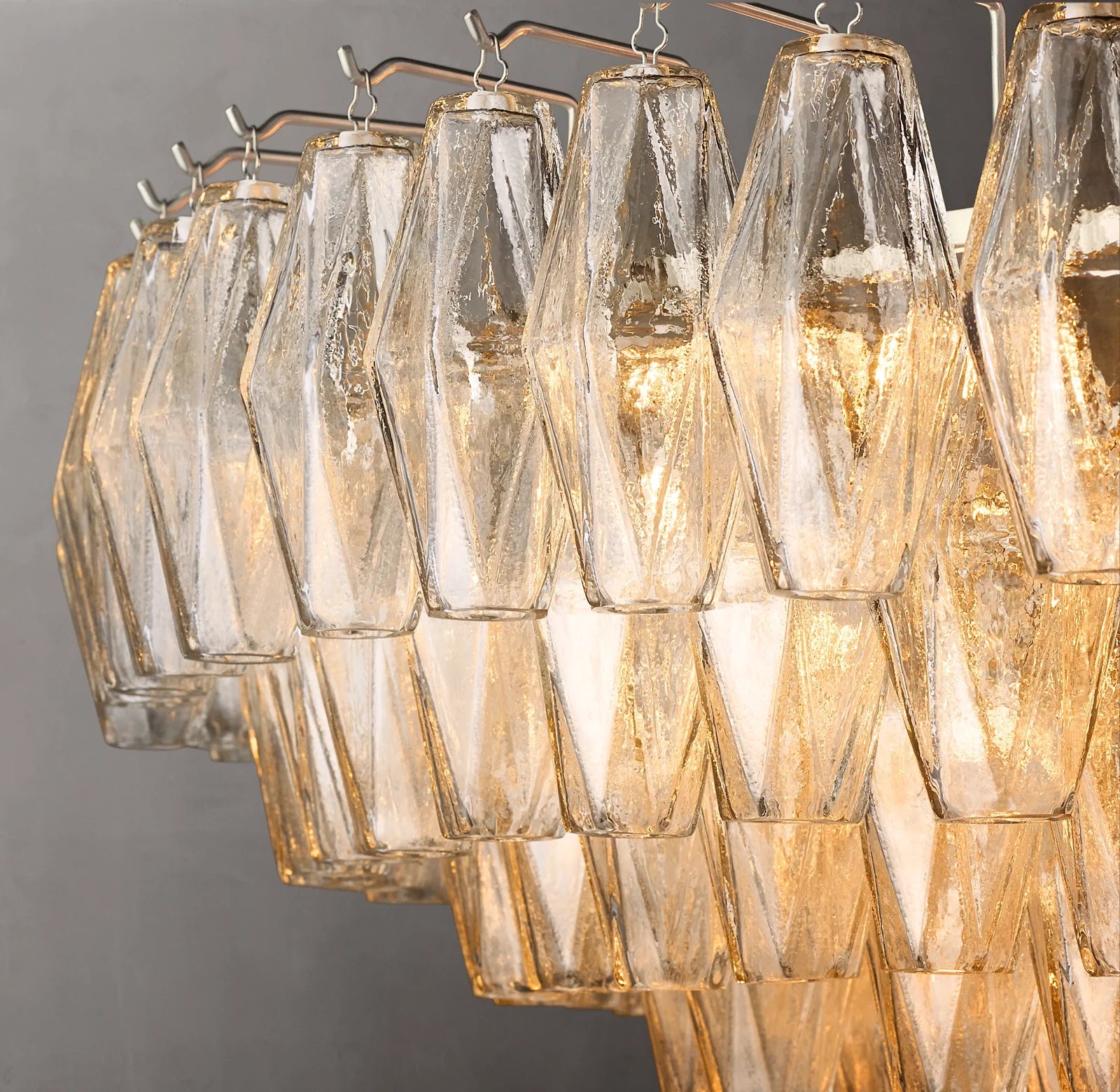 46 Inch Clear Murano Glass Tiered Chandelier - Chiara