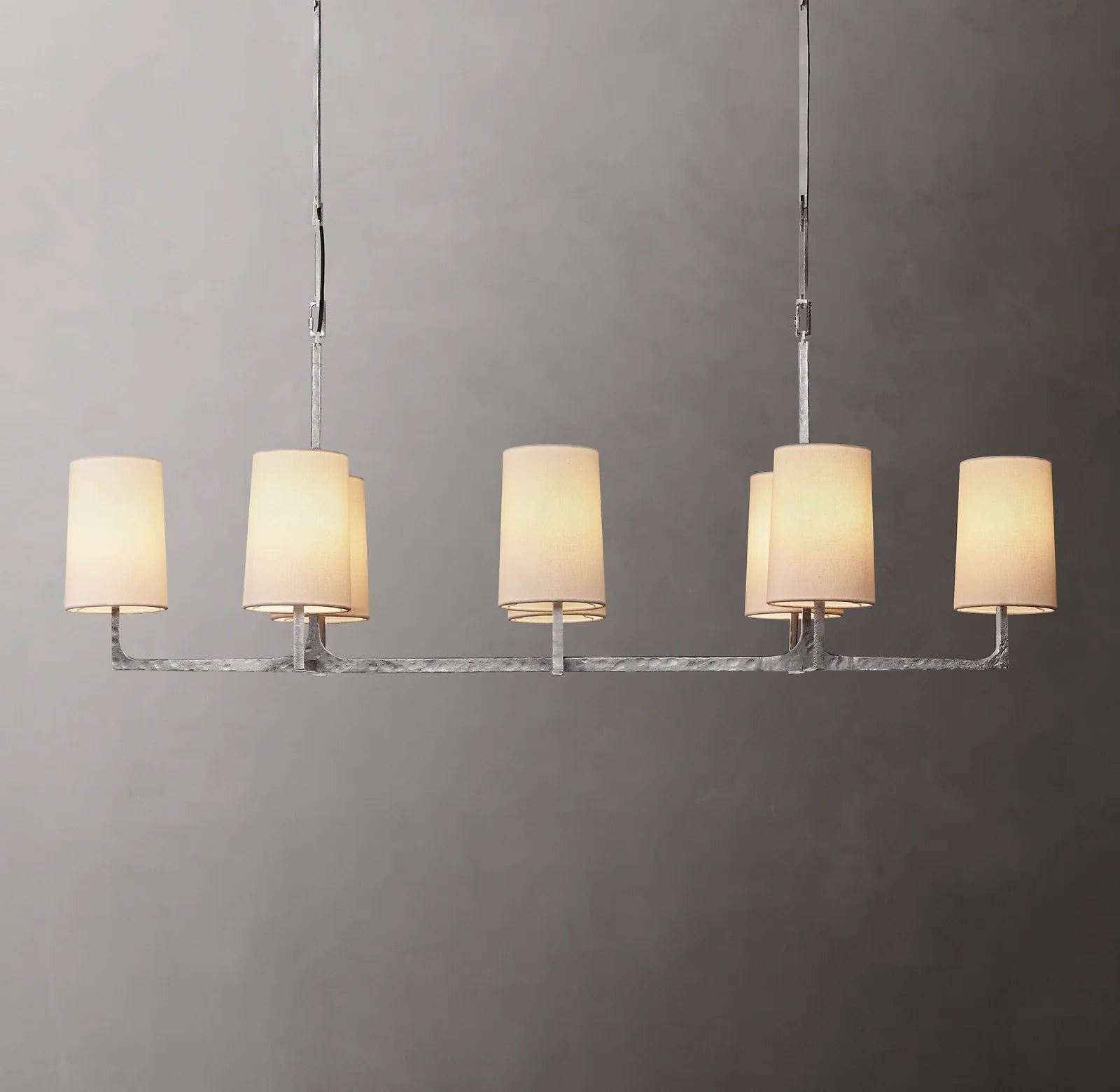 54 Inch Shaded Hammered Metal Linear Chandelier – Wright