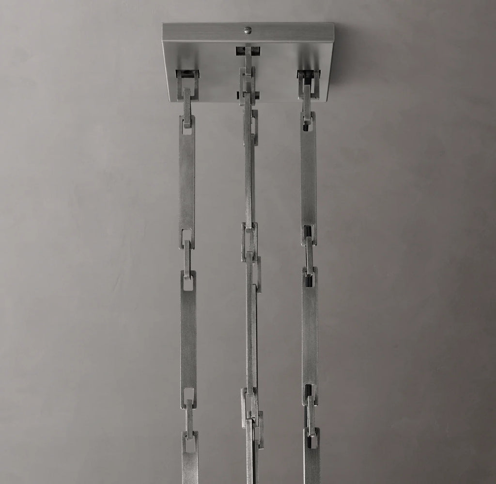 48 Inch Hammered Metal Arm Shaded Chandelier – Wright