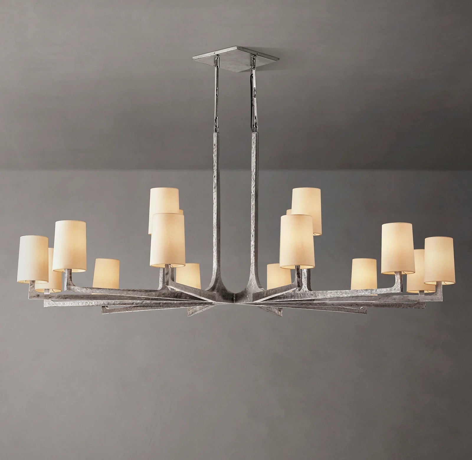 60 Inch Hammered Metal Arm Shaded Chandelier – Wright
