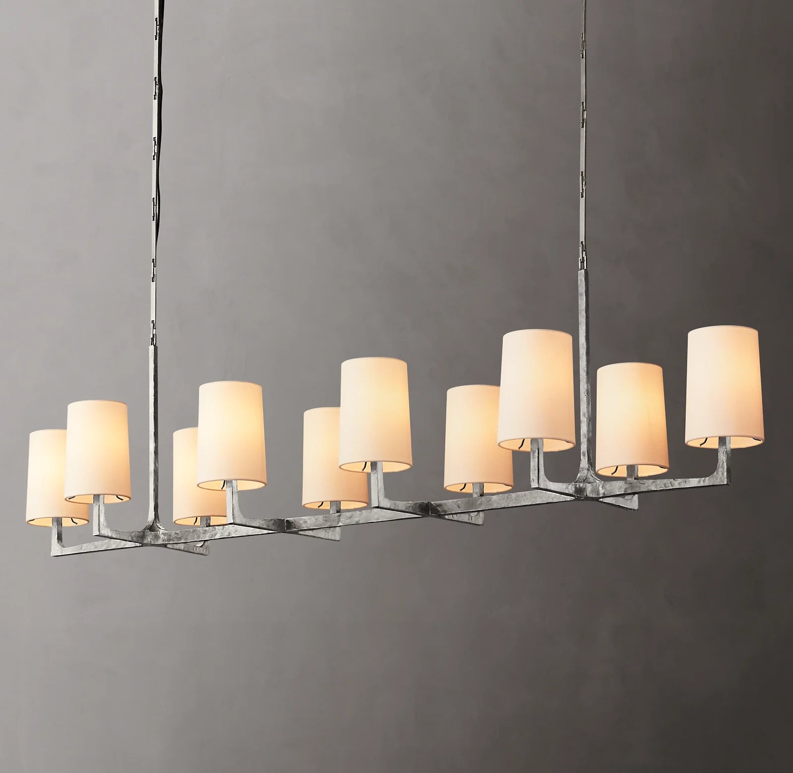72 Inch Shaded Hammered Metal Linear Chandelier – Wright