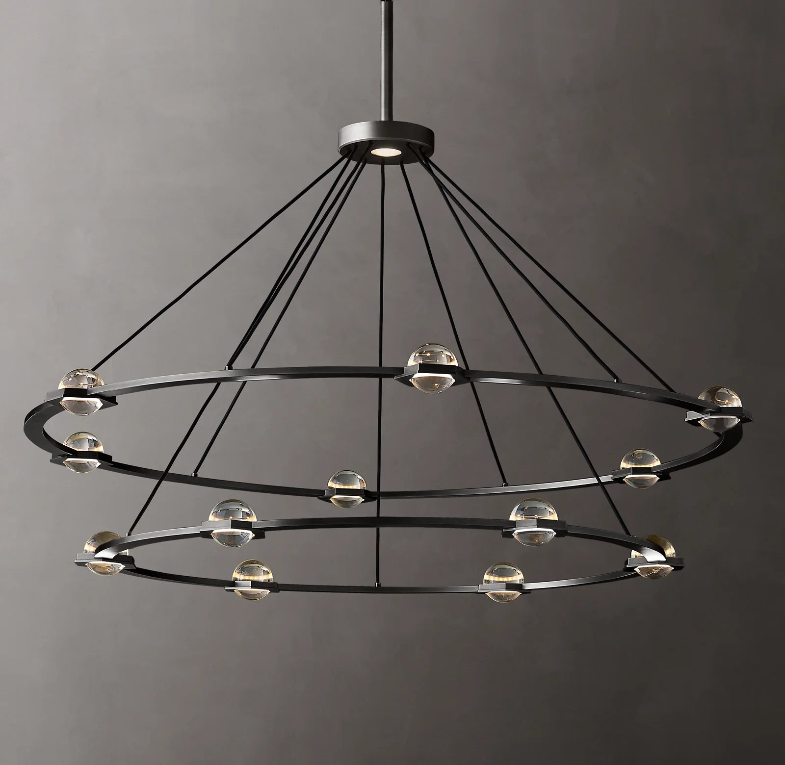 60 Inch Globe Crystal Tiered Ring Chandelier - Eclatant