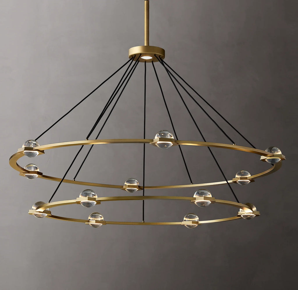 60 Inch Globe Crystal Tiered Ring Chandelier - Eclatant