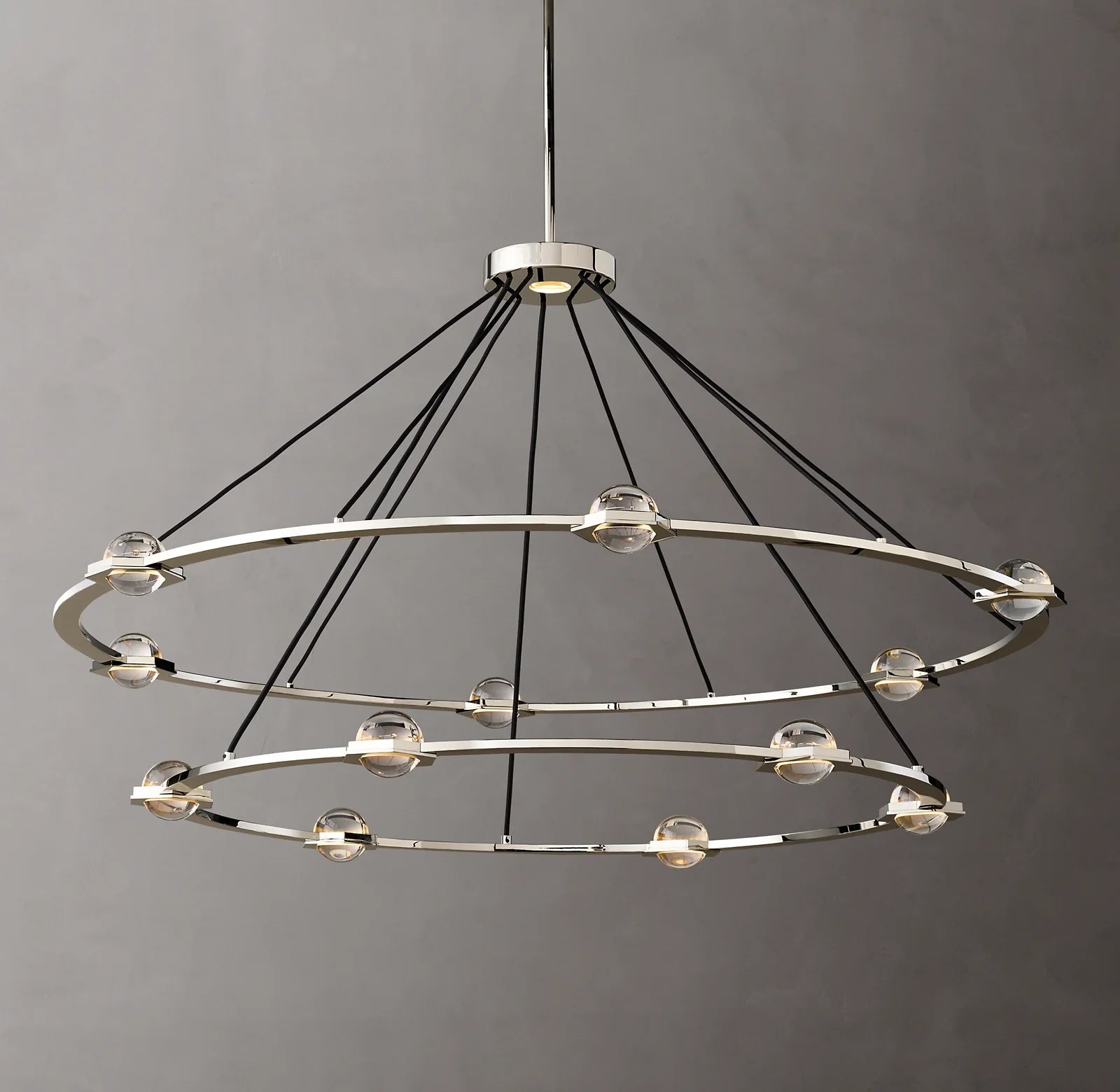 60 Inch Globe Crystal Tiered Ring Chandelier - Eclatant
