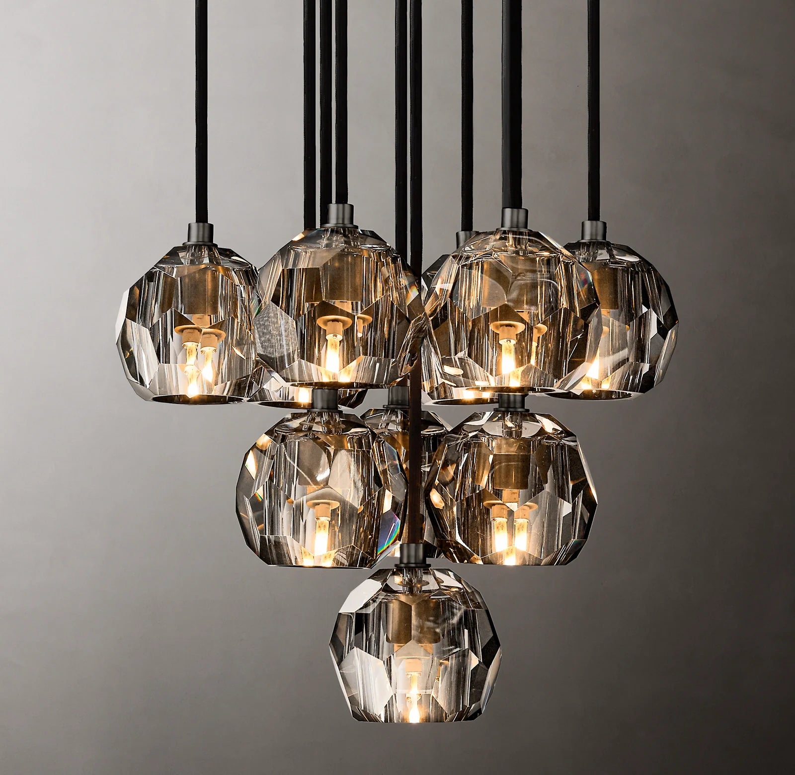 14 Inch Smoked Crystal Cluster Chandelier – Boule