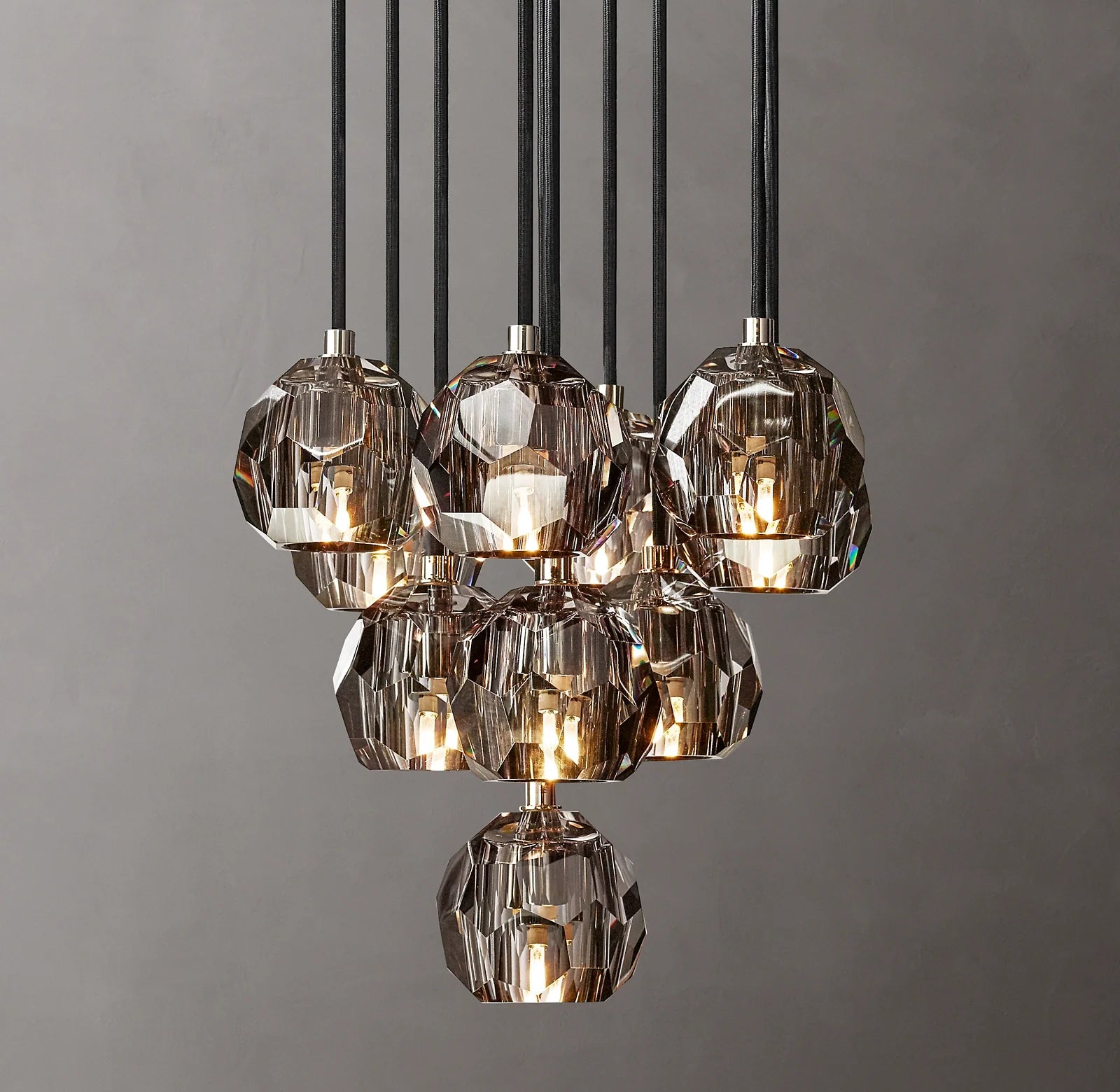 14 Inch Smoked Crystal Cluster Chandelier – Boule